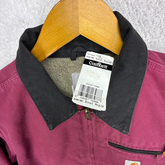Carhartt Detroit Jacket Sherpa Lined Womens Small WJ097 RBY Raspberry NWT NOS - Picture 12 of 13